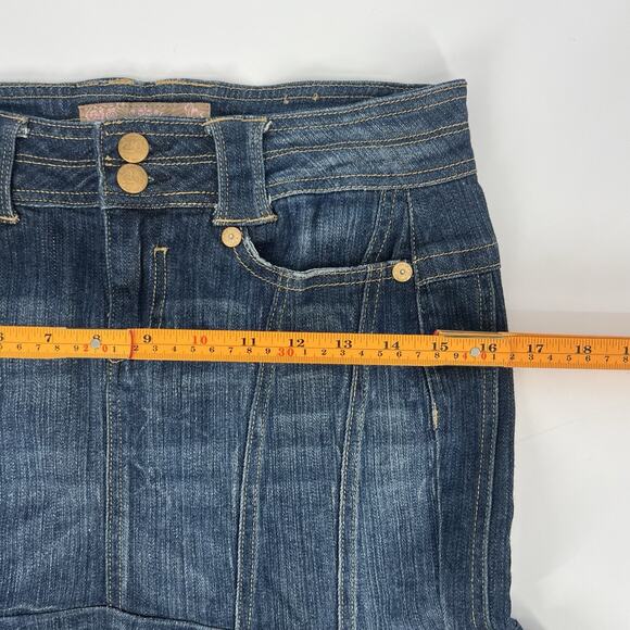 Y2K Candies Low Rise Ruffle Hem Denim Skirt With Embroidery Detail Women Size 5 - Picture 6 of 7